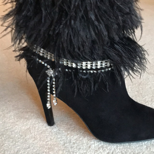 Boot Anklet Jewelry 3 Row Rhinestone with Rhinestone Lock Etsy