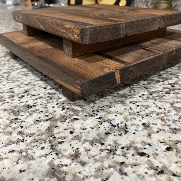 Set of Wood Cake Stands, Rustic Wedding Table Decor, Wood Cake Riser ...