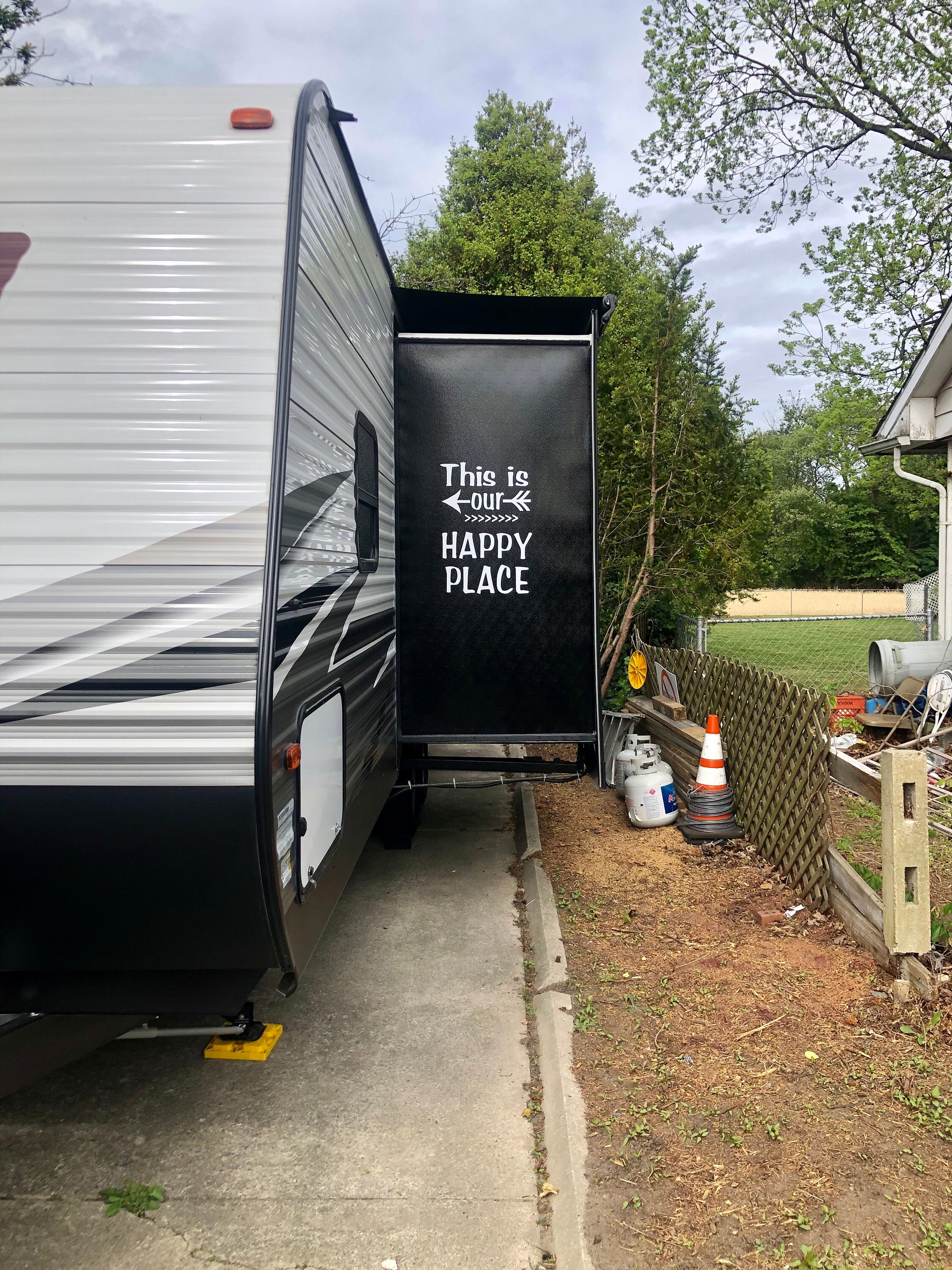 RV Decal / This is our Happy Place Vinyl Sticker / Camping Decal