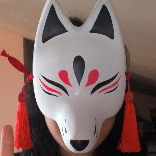 Japanese Traditional Face Fox Mask White KITSUNE Inari’s Whisper - Etsy