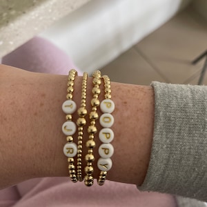 5 Bracelet Stack Stackable Gold Bracelets Personalized Custom Beaded ...