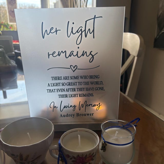 Memorial Sign, Her Light Remains, Remembrance Candle, Sympathy
