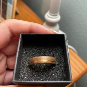 Bentwood Walnut Ring Gold Inlay Handmade Engagement Band Wedding Ring Wooden Brass Custom Ring Gift