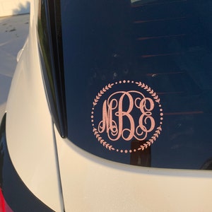 Glittery Custom Circle Monogram Car Window Decal Vine - Etsy