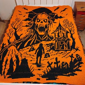 Fright Night Halloween Overlay Mosaic Crochet Blanket PATTERN ONLY
