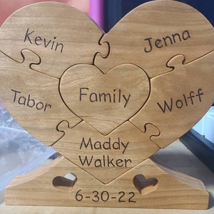 LARGE Family Wood Heart unity Puzzle 8-1/2 - Etsy