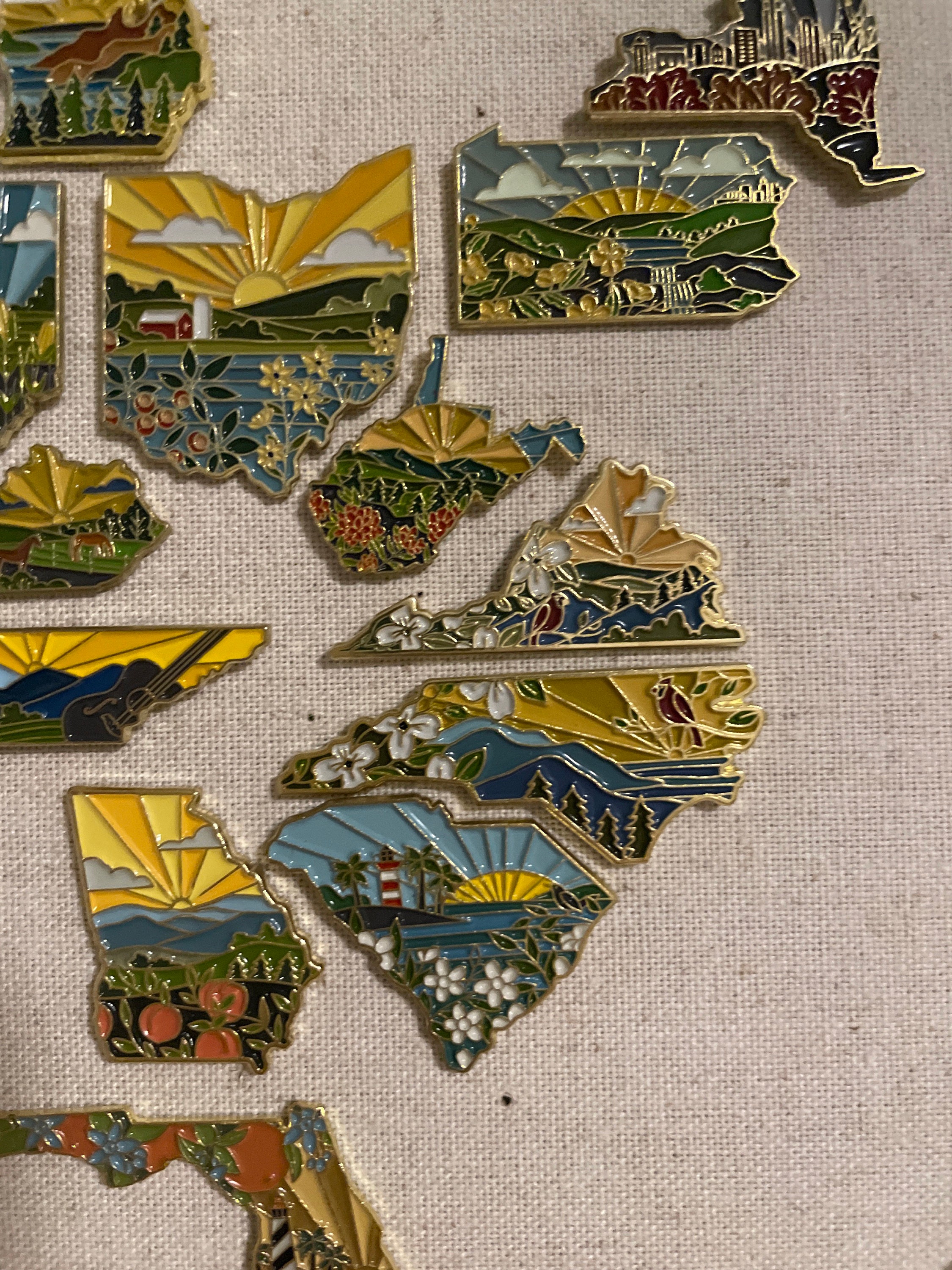 Virginia Enamel Pin | Gold Soft Enamel Pin | Illustrated United State Pin | Butterfly Clasp | 1.25&quot;