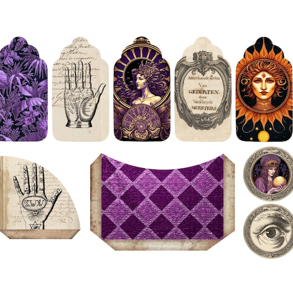 Fortune Teller Junk Journal Kit (printable JPG Pages With Ephemera ...