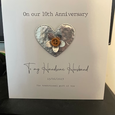 10th Anniversary Card Tin Wedding Gift 10th Aluminium Handmade ...