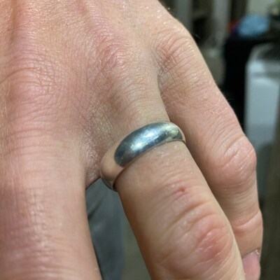 Men's Titanium & Sterling Silver Inlay Wedding Band - 6mm Wide, Size 8, Polished Two-Tone Ring, Hypoallergenic