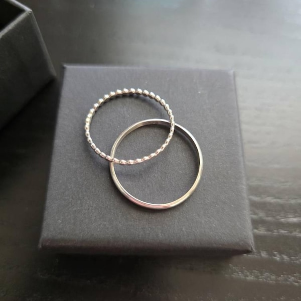 Thumb Stack Rings 2 Sterling Silver Thumb Rings β’ Thin Band Rings β’ Dainty Stackable Ring ...