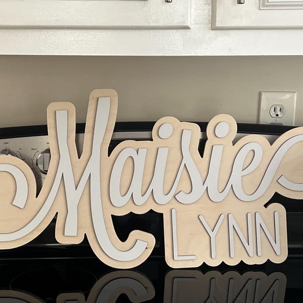 Nursery Name Sign Wood Custom Stacked Baby Name Sign Large Wood Name ...