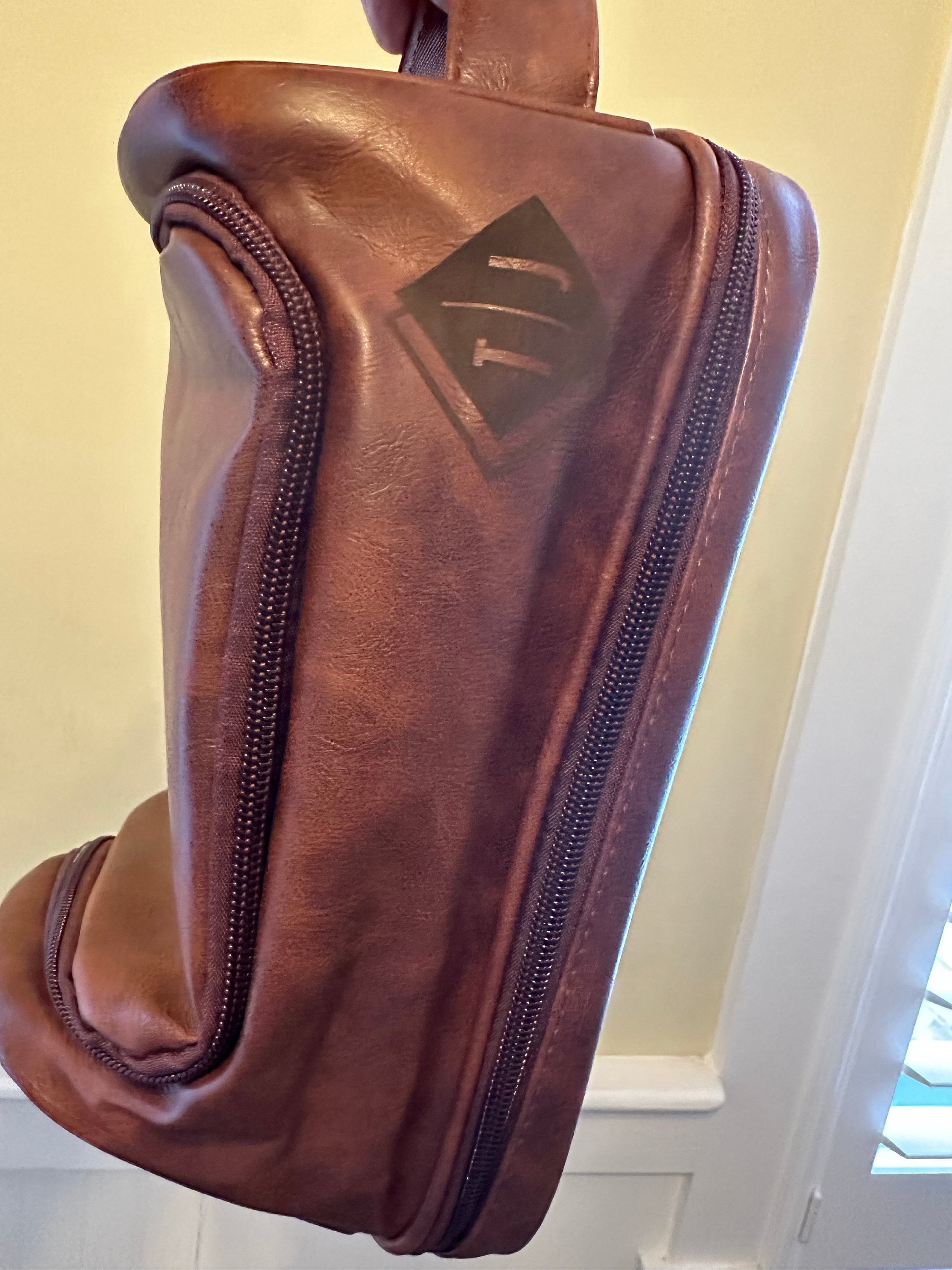 Personalized Travel Bag For Men, Faux Leather Hanging Toiletry Bag, Dopp Kits Personalized, Custom Gift For Men, Groomsmen Dopp Kit For Him