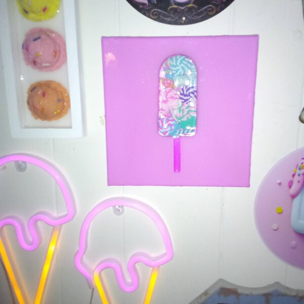 Resin Drip Art Wood Block Art Resin Block Art Resin Drops Wall Decor