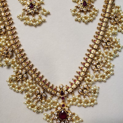 Tarinika Premal Antique Gold-plated Indian Jewelry Set With - Etsy