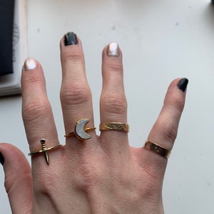 Customer photo from Peyton, Moon Shaped Rainbow Raw Moonstone Ring