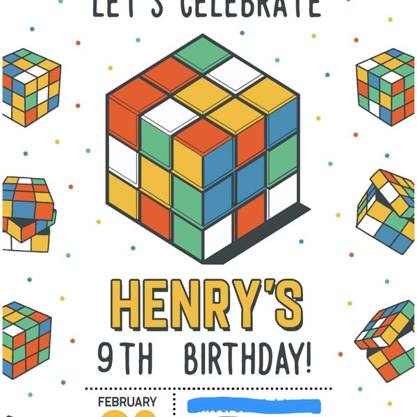 EDITABLE Puzzle Cube Party Invitation, Kids Game Birthday Invite, Game ...