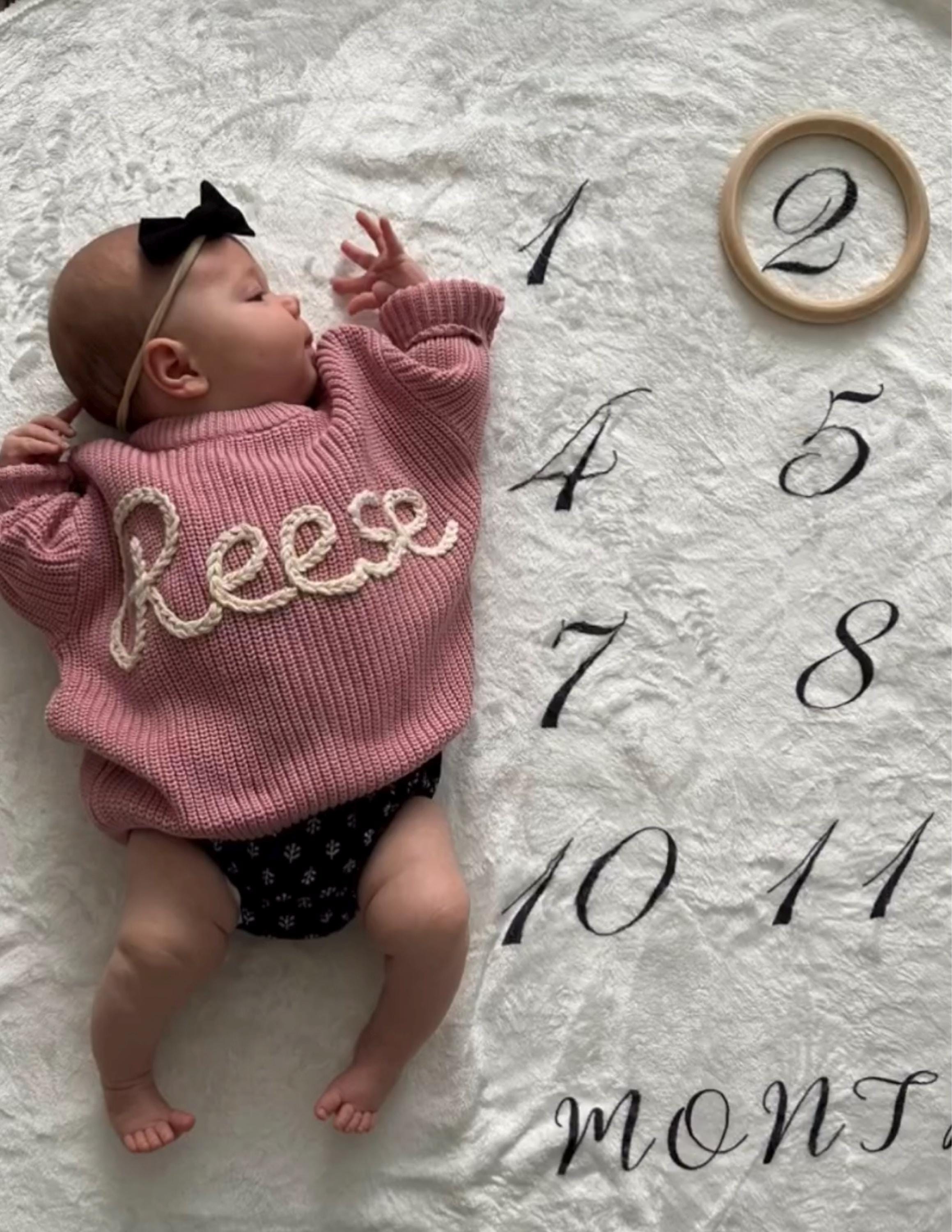 Custom Name Baby Sweater,Personalized Hand Embroidered Baby Sweater,Cute Baby Girls Sweater With Name,Baby Shower Gift,Christmas Gift Baby