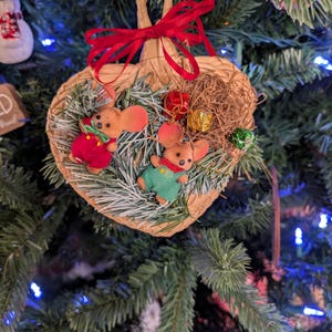 Small Vintage Santa and Happy Snowman Plastic Christmas Tree Ornaments