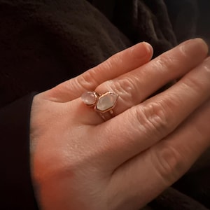 Customer photo from katibtrfly, Large Raw Herkimer Diamond Ring in Yellow Gold