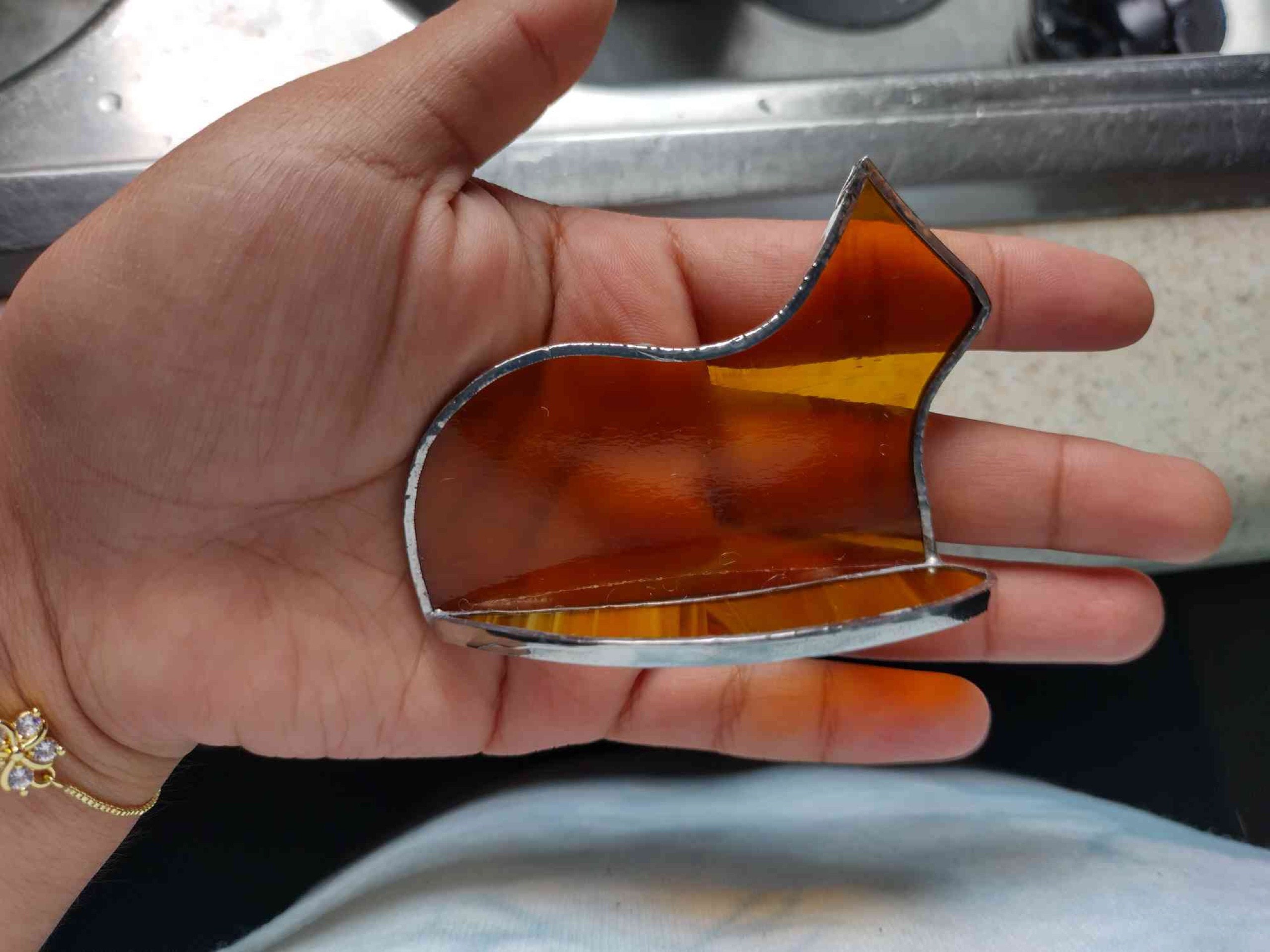 Small Standing Stained Glass Cat Suncatcher Ornament