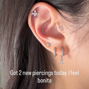 16G Piercing Oreille Tragus Serpent Papillon Diamond CZ - Acier Chirurgical - Lot 8