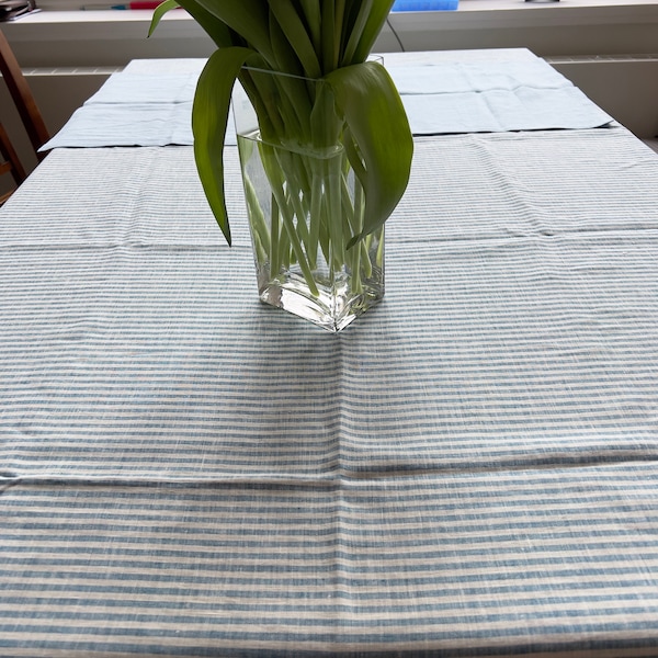 Tablecloth Lace Cotton Linen Fabric Striped Minimalist Rectangular Table Cloth