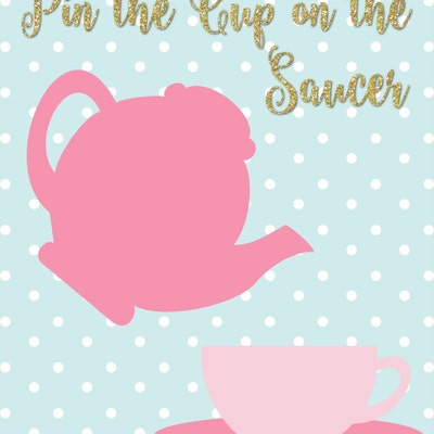 INSTANT DOWNLOAD Printable Princess Tea Party 8x10 or 16x20 Pin the Cup ...