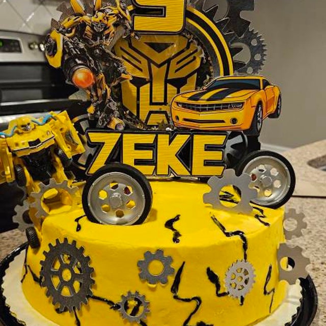 Transformers Bumblebee Cake Topper Set Featuring Bumblebee and Themed