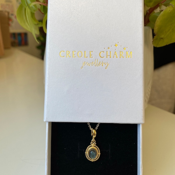 14 Karat Gold Plated Pear Labradorite Charm main image 1