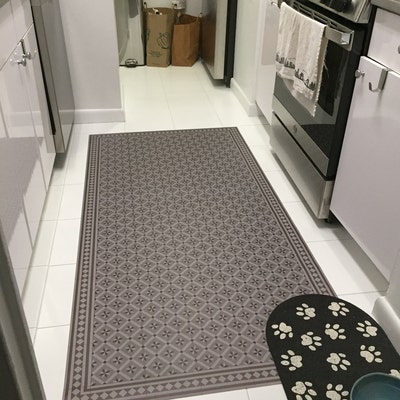 Black & Gray PVC Vinyl Mat Geometric Design Kitchen Mat - Etsy