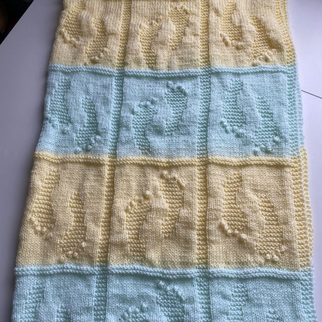 Baby footprint blanket knitting pattern clearance