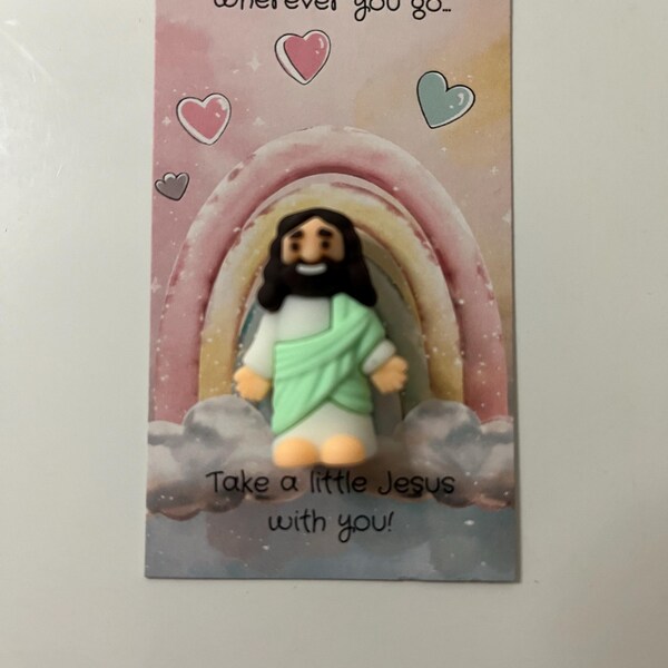 Mini Jesus Figurine, Little Jesus Pocket Cards, Church Party Favors ...