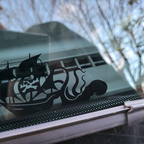 Pirate Ship Kraken Vinyl Decal, Window Bumper Sticker Easter Egg - Etsy