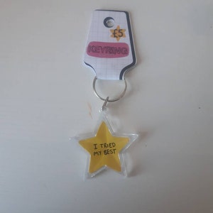 I Tried My Best Star Acrylic Keyring ~ Self Care ~ Little Treat ...