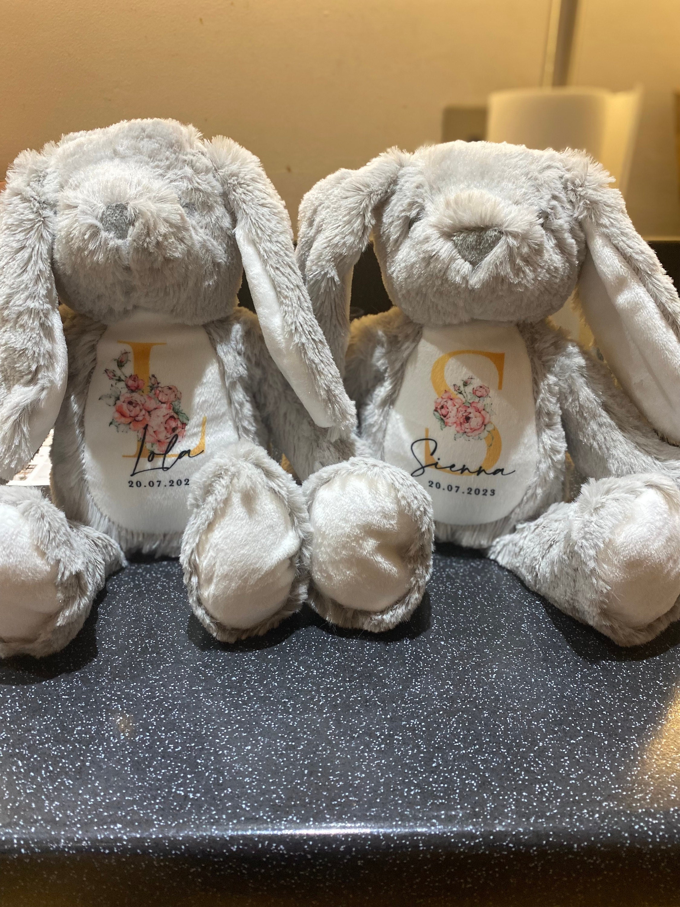 Personalised Bunny Rabbit, New Baby Gift, Personalised Plush Soft Toy, Your Name Teddy, Cuddly Toy, Girls and Boys Teddy Baby Shower Gift
