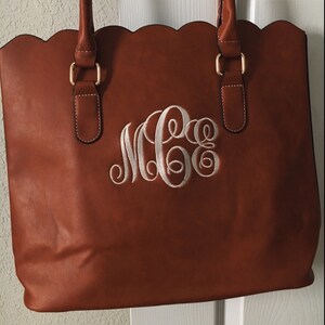 Monogrammed scalloped purse/handbag/ tote | Etsy