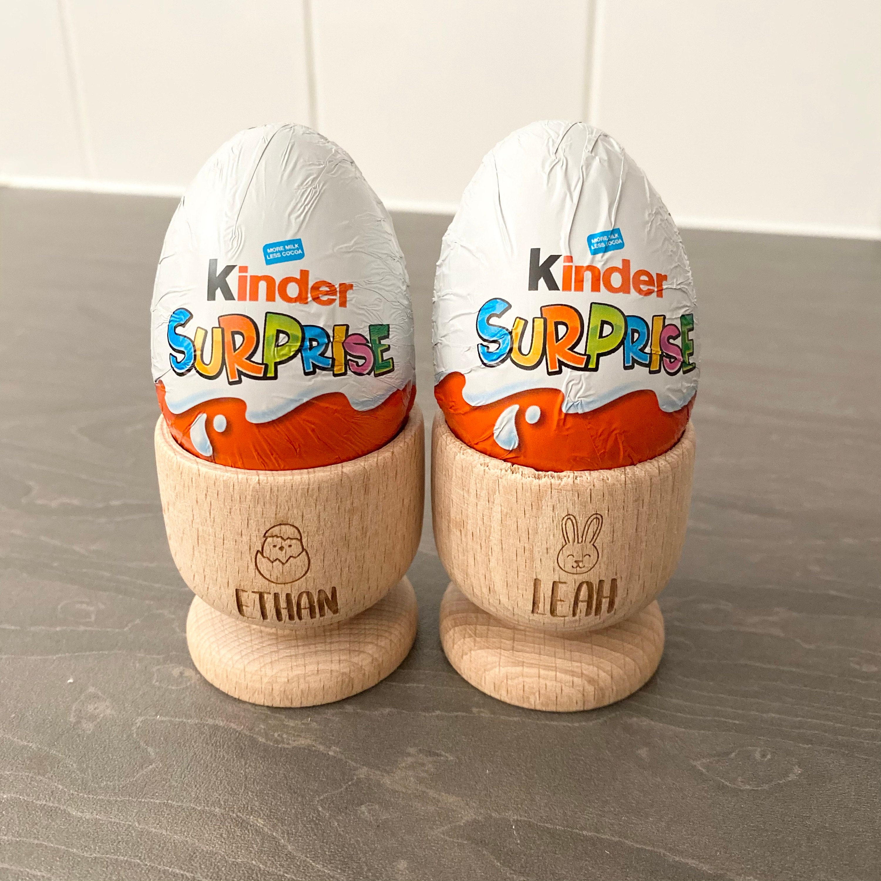 Personalised Egg Cup, Engraved Wooden Egg Cup, Easter Gift for Kids, Dippy Egg Holder, Unicorn, Dinosaur, Solider, Bunny Rabbit, Chick
