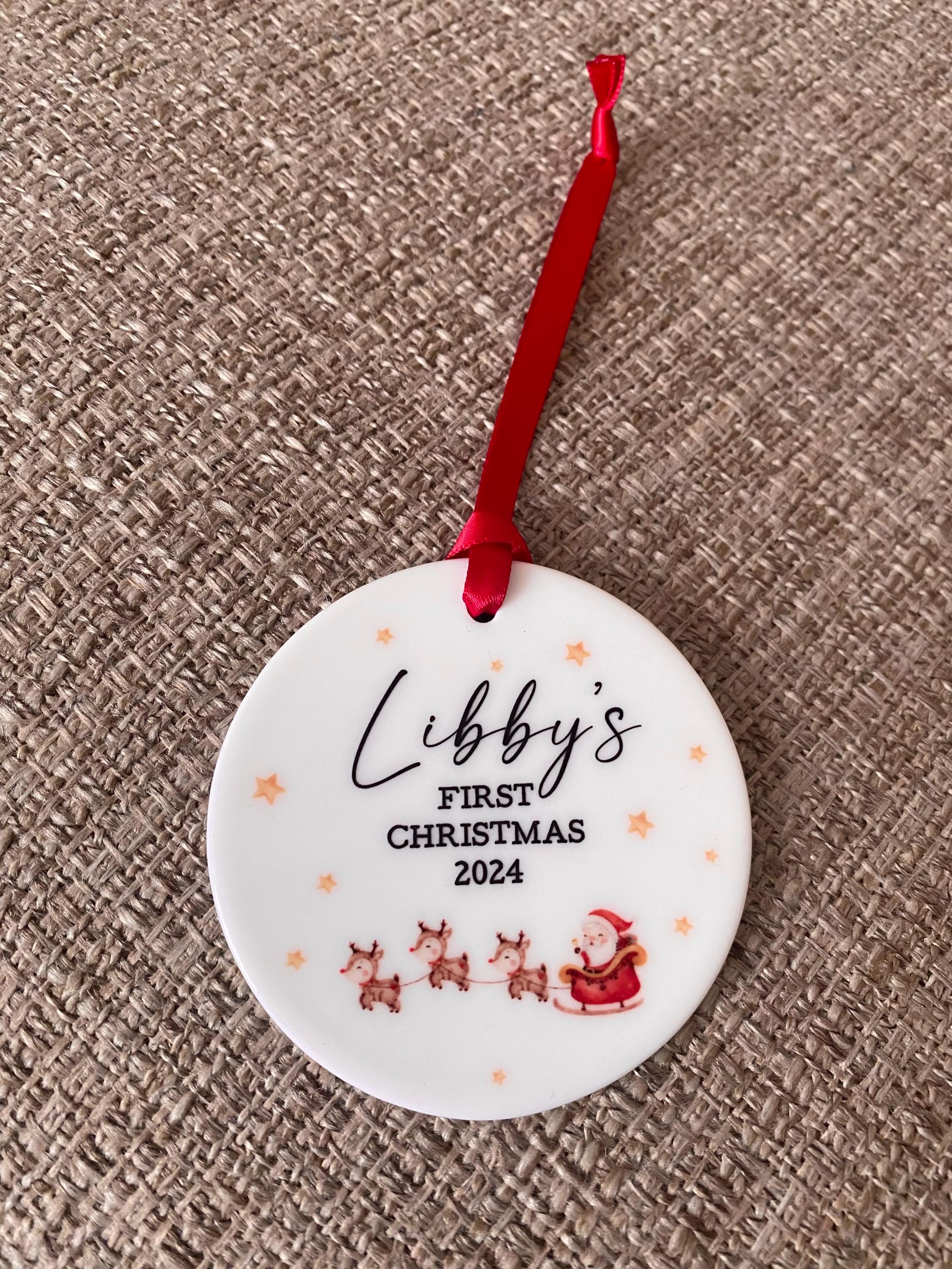 Babies First Christmas Bauble, Personalised first Christmas bauble, new baby bauble, First Christmas Gift, Personalised Santa Tree Decor