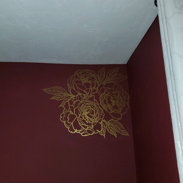 Modern Peony Wall Decal, Flowers Sticker, Floral Decoration Peony ...