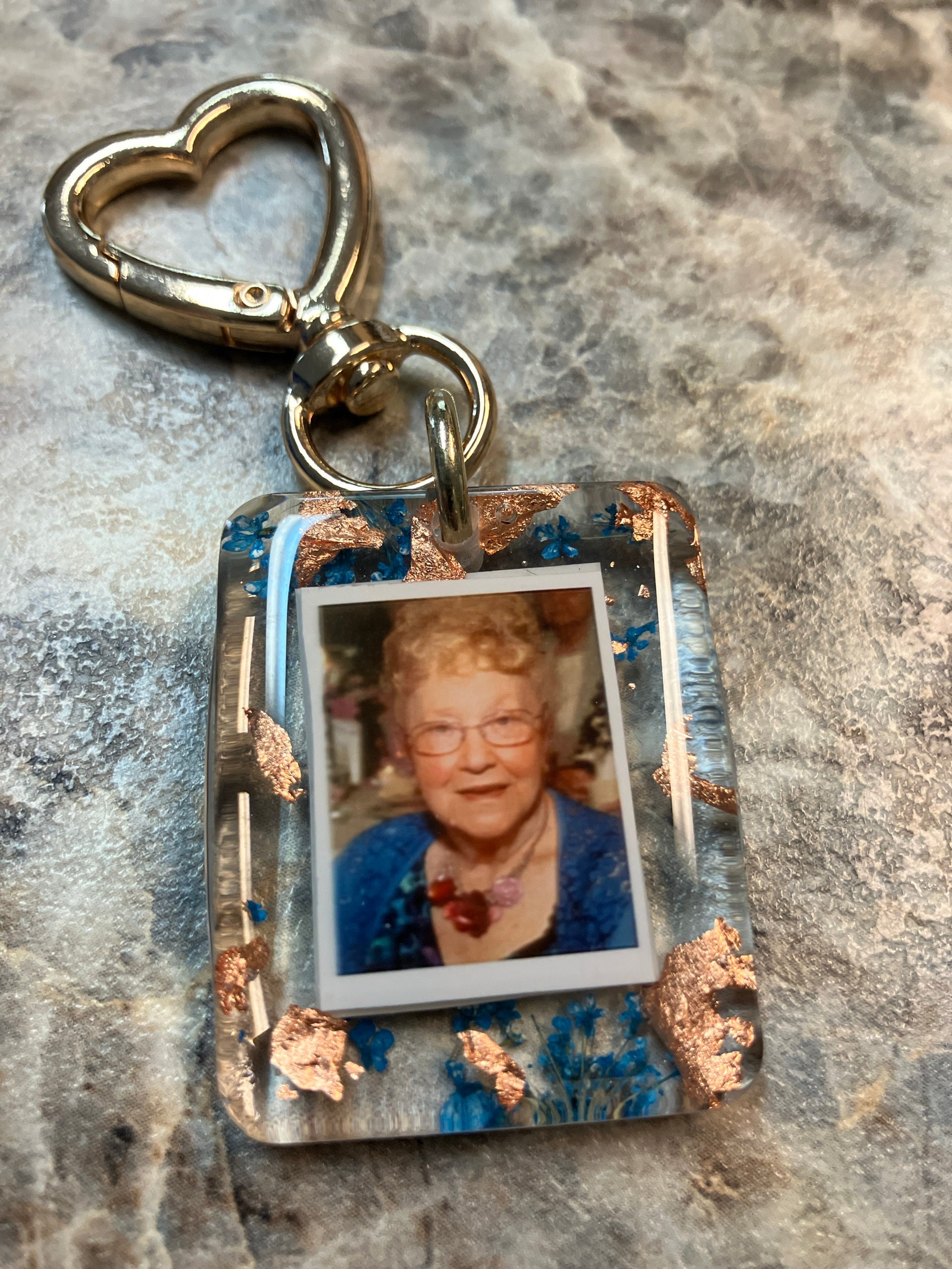 Personalized Photo Gold Keychain, Customize W/Your Photo,  Resin Photo Keychain, Personalized, Anniversary Gift, Photo Keychains, Pets