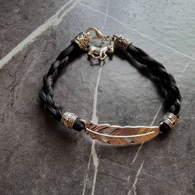 Custom Horse Hair Bracelet Keepsake With Feather Accent Braided by ...