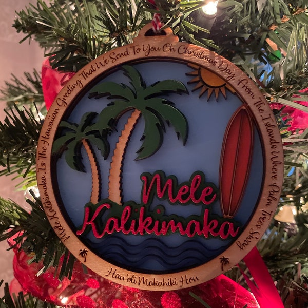 Mele Kalikimaka Hawaiian Hand Painted Christmas Ornament Made in Hawaii ...