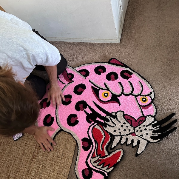 Pink Panther Tufted Rug, Pink Panther Area Rug, Living Room Floor Mat ...