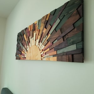 Wood Wall Art a Sunrise at Night 36x12 Sun Wood Art, Wall Hanging, Wood  Decor, Unique Art, Stainsandgrains, Jeremy Gould, Modern Art 