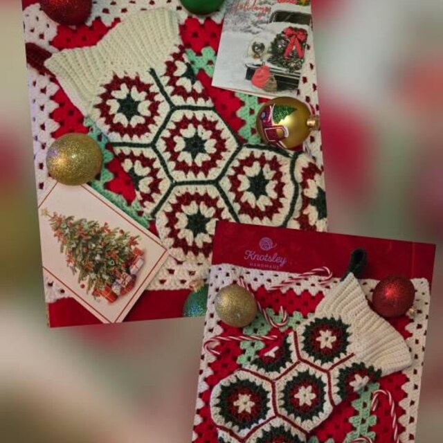 A customer's finished Hexagon Granny Stocking Crochet Pattern