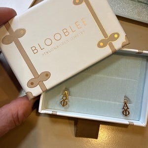 Customer photo, Greek Letter Stud Earrings