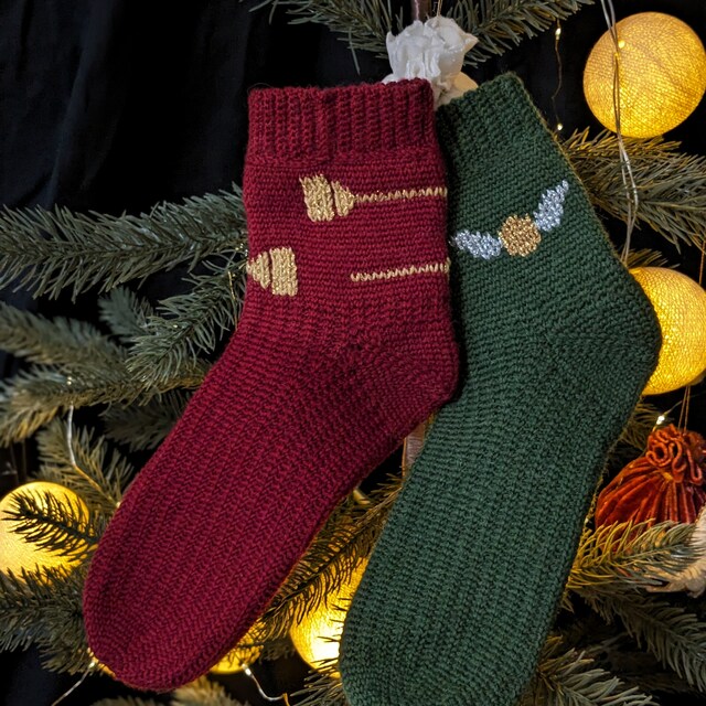 A customer's finished Vine Colorwork Socks Crochet Pattern + Video