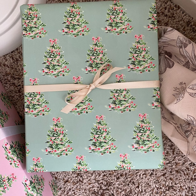 Iopqo Christmas Wrapping Paper Christmas Ornaments 2023 Christmas Rose Leaf Stripe Print Wrapping Paper Retro Gift Wrapping Paper Holiday Party Gift