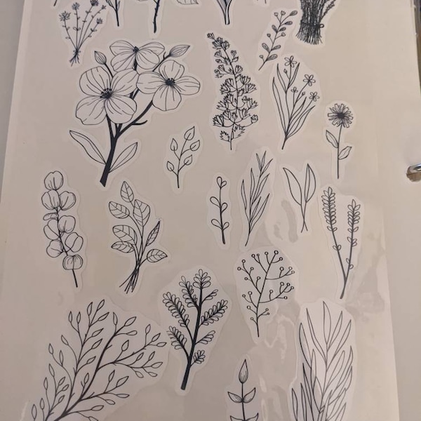 Black and White Flower Stickers - Etsy